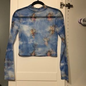 Sheer blue angel mesh top